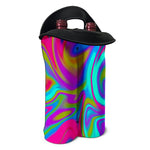 Neon Psychedelic Trippy Print Double Neoprene Wine Tote