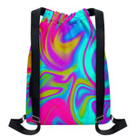 Neon Psychedelic Trippy Print Drawstring Backpack