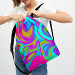 Neon Psychedelic Trippy Print Drawstring Backpack