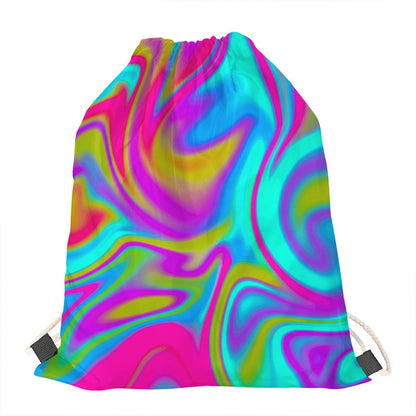 Neon Psychedelic Trippy Print Drawstring Bag