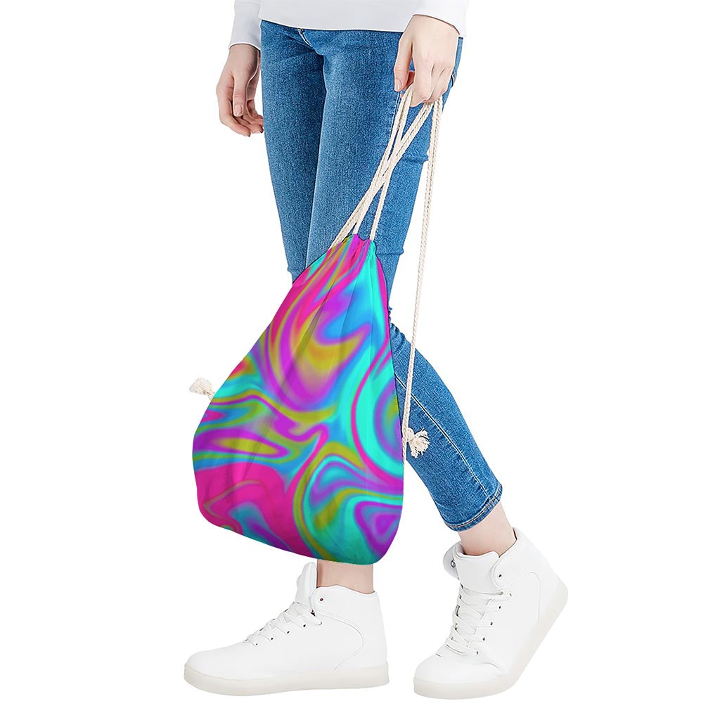 Neon Psychedelic Trippy Print Drawstring Bag