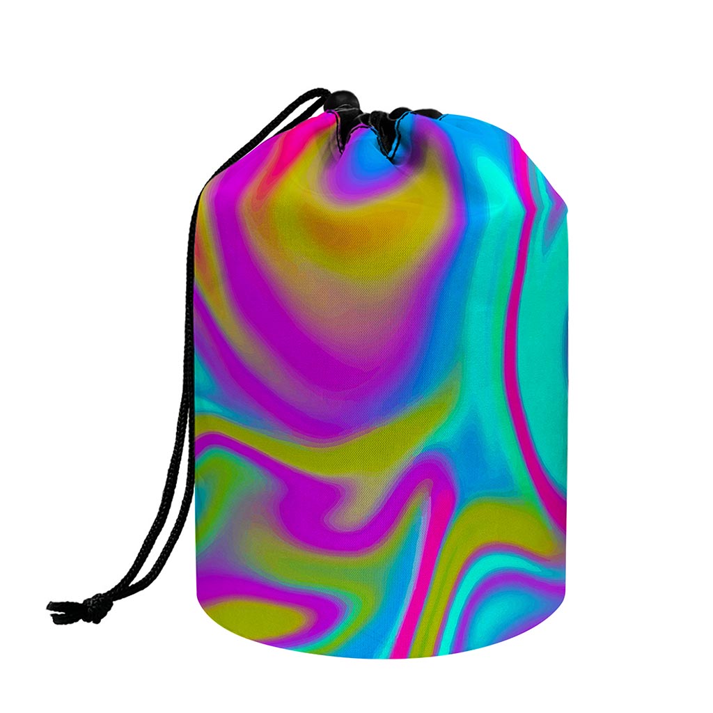 Neon Psychedelic Trippy Print Drawstring Makeup Bag