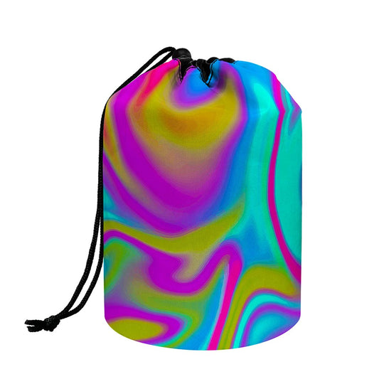 Neon Psychedelic Trippy Print Drawstring Makeup Bag