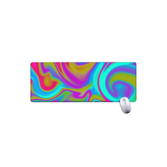 Neon Psychedelic Trippy Print Extended Mouse Pad