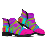 Neon Psychedelic Trippy Print Flat Ankle Boots