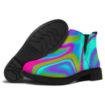 Neon Psychedelic Trippy Print Flat Ankle Boots