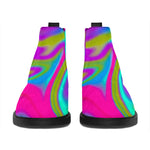 Neon Psychedelic Trippy Print Flat Ankle Boots