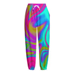 Neon Psychedelic Trippy Print Fleece Lined Knit Pants