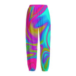 Neon Psychedelic Trippy Print Fleece Lined Knit Pants