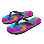 Neon Psychedelic Trippy Print Flip Flops