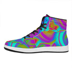 Neon Psychedelic Trippy Print High Top Leather Sneakers