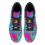 Neon Psychedelic Trippy Print High Top Leather Sneakers