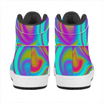 Neon Psychedelic Trippy Print High Top Leather Sneakers