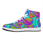 Neon Psychedelic Trippy Print High Top Leather Sneakers