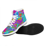 Neon Psychedelic Trippy Print High Top Leather Sneakers
