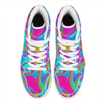 Neon Psychedelic Trippy Print High Top Leather Sneakers