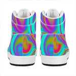 Neon Psychedelic Trippy Print High Top Leather Sneakers