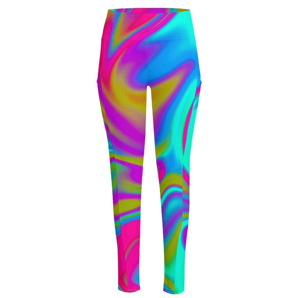 Neon Psychedelic Trippy Print High-Waisted Pocket Leggings