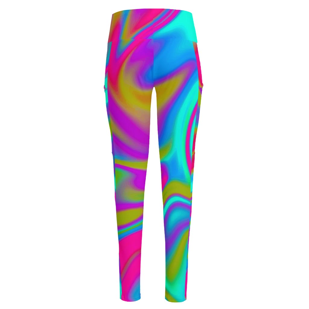 Neon Psychedelic Trippy Print High-Waisted Pocket Leggings