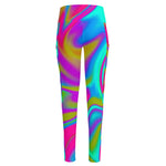 Neon Psychedelic Trippy Print High-Waisted Pocket Leggings