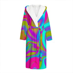 Neon Psychedelic Trippy Print Hooded Bathrobe