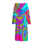 Neon Psychedelic Trippy Print Hooded Bathrobe