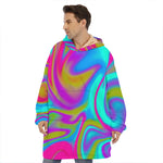 Neon Psychedelic Trippy Print Hoodie Blanket