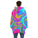 Neon Psychedelic Trippy Print Hoodie Blanket