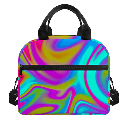 Neon Psychedelic Trippy Print Insulated Lunch Bag