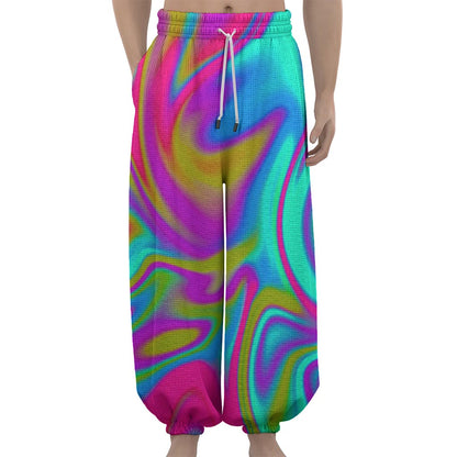 Neon Psychedelic Trippy Print Lantern Pants