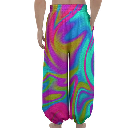 Neon Psychedelic Trippy Print Lantern Pants