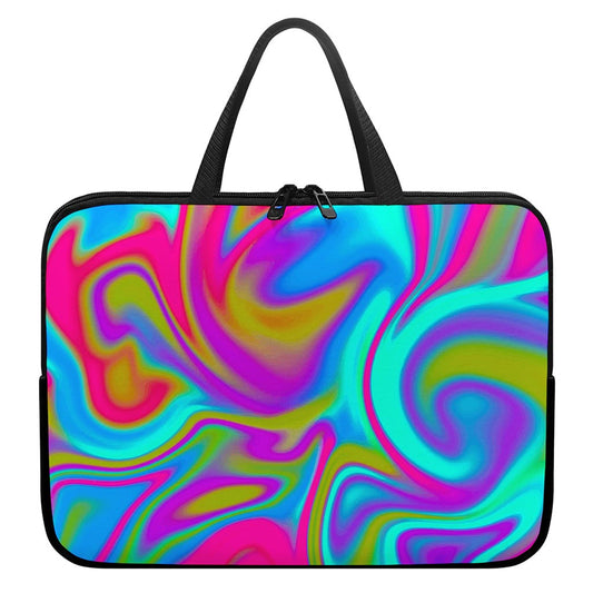 Neon Psychedelic Trippy Print Laptop Sleeve With Handle