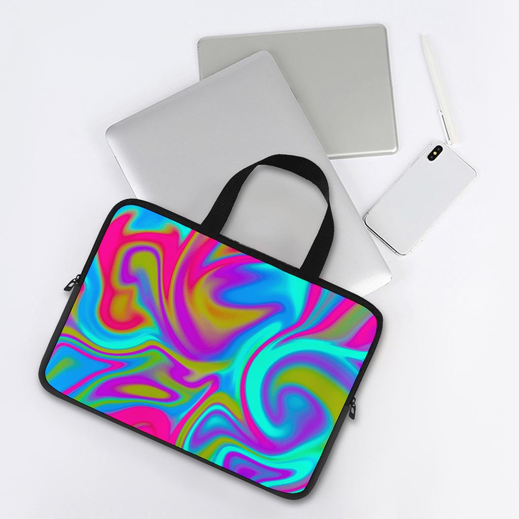 Neon Psychedelic Trippy Print Laptop Sleeve With Handle