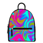 Neon Psychedelic Trippy Print Leather Backpack