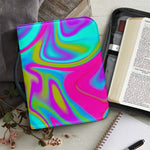 Neon Psychedelic Trippy Print Leather Bible Cover