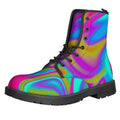 Neon Psychedelic Trippy Print Lace-Up Boots