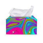 Neon Psychedelic Trippy Print Leather Tissue Box Cover