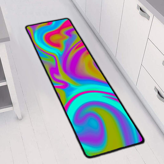 Neon Psychedelic Trippy Print Long Kitchen Mat