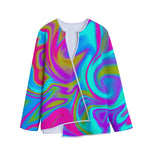 Neon Psychedelic Trippy Print Long Sleeve Short Coat