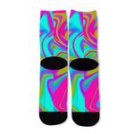 Neon Psychedelic Trippy Print Long Socks