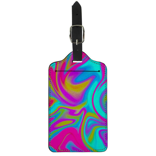 Neon Psychedelic Trippy Print Luggage Tag