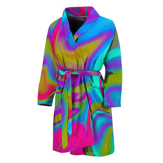 Neon Psychedelic Trippy Print Men's Bathrobe
