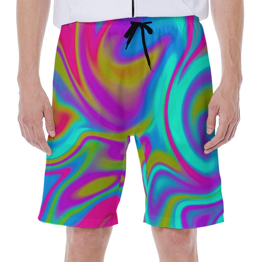 Neon Psychedelic Trippy Print Men's Beach Shorts