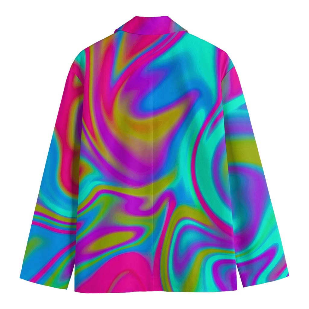 Neon Psychedelic Trippy Print Men's Cotton Blazer