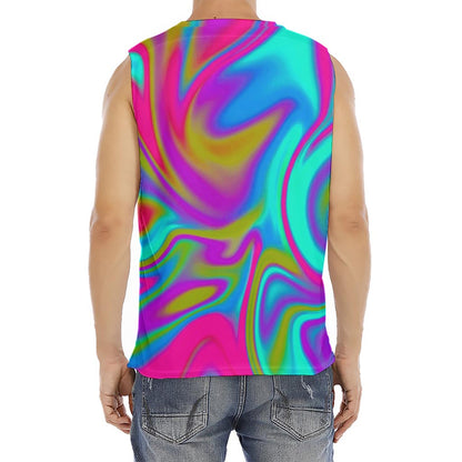 Neon Psychedelic Trippy Print Men's Fitness Tank Top