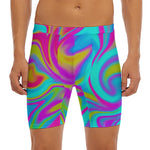 Neon Psychedelic Trippy Print Men's Long Boxer Briefs