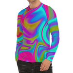Neon Psychedelic Trippy Print Men's Long Sleeve Rash Guard
