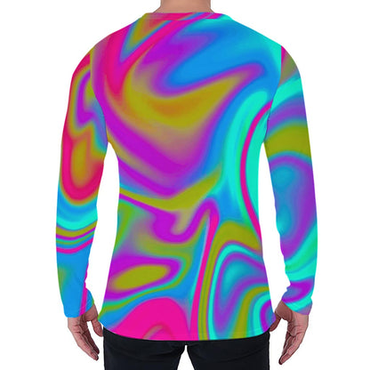 Neon Psychedelic Trippy Print Men's Long Sleeve T-Shirt