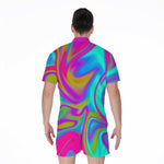 Neon Psychedelic Trippy Print Men's Rompers