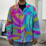 Neon Psychedelic Trippy Print Men's Shirt Jacket